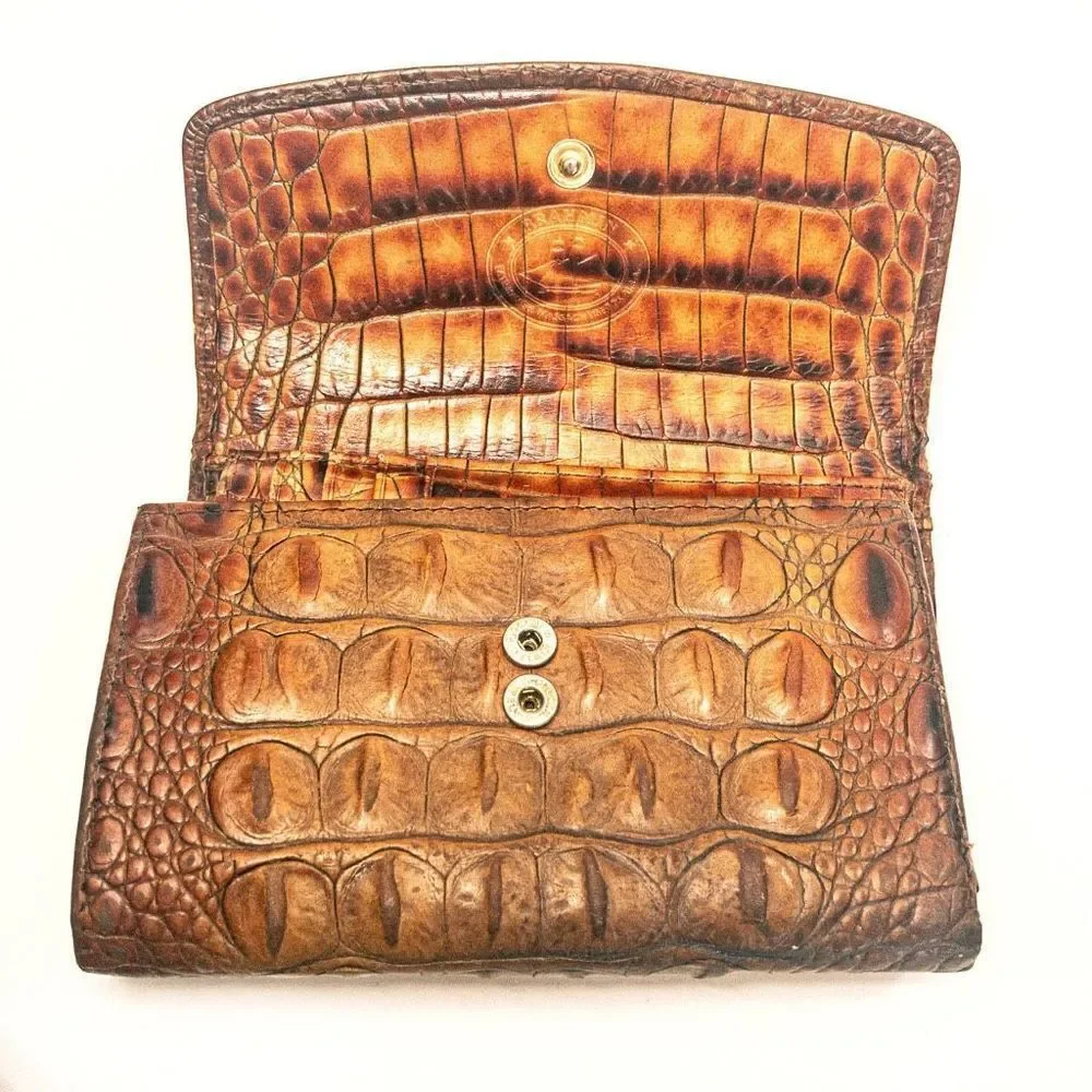 VTG Brahmin Pecan Melbourne Leather Trifold Wallet
